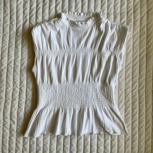 Sandro White Ruched Blouse